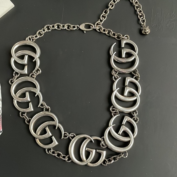 Authentic Gucci Runway Logo GG Sterling Silver Adjustable Necklace - Picture 4 of 13